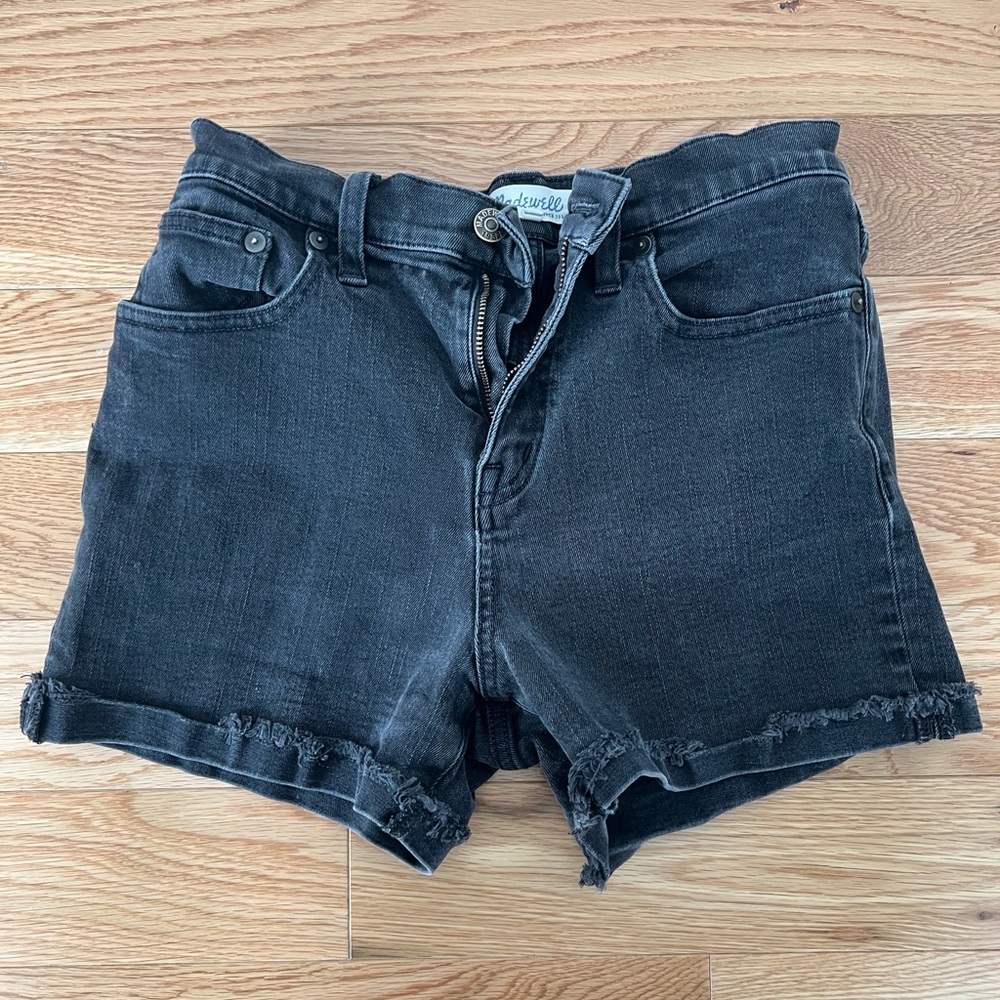 Madewell Black High Waist Cuffed Jean Shorts